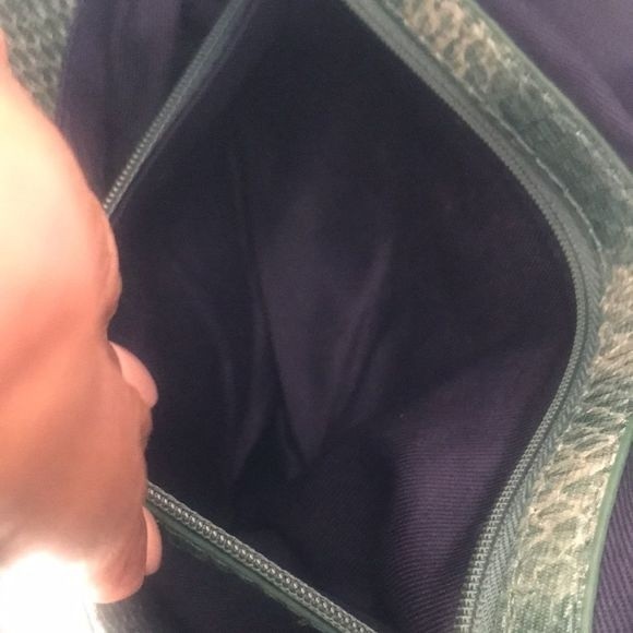 DANIELLE NICOLE Clutch Snake Skin Green Magnetic Clasp Navy Lining 11.5” x  7” - Picture 6 of 8